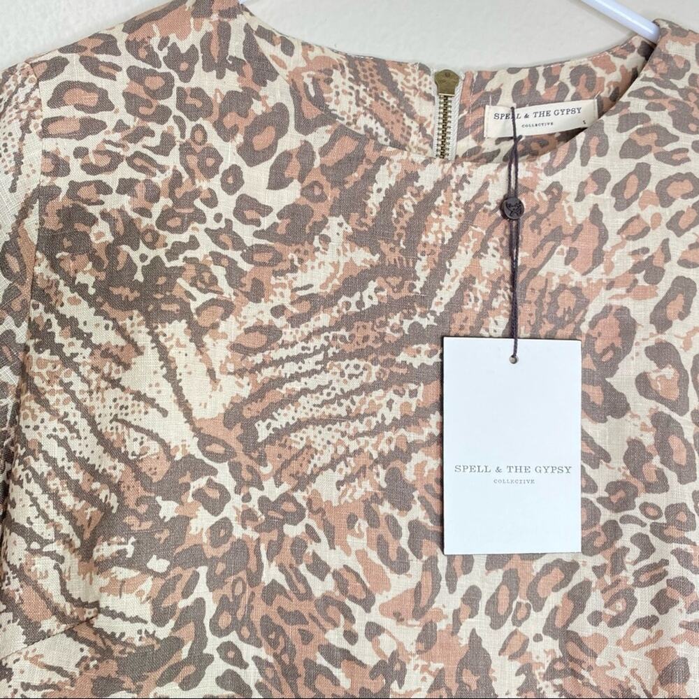 NWT SPELL & The Gypsy Ada Leopard Tunic Mini Dress - Picture 7 of 14